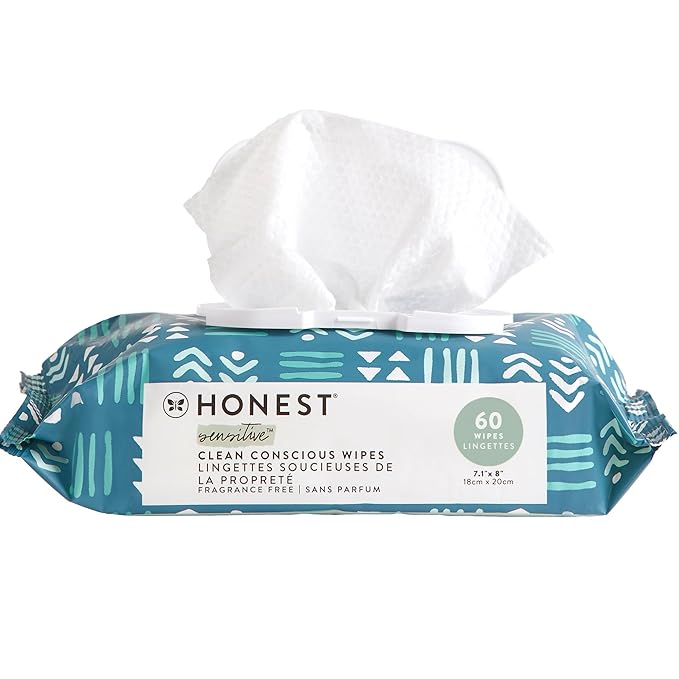 The Honest Company Hypoallergenic Multi-Use Baby Wipes for Sensitive Baby Skin, Balance Blues, 60 Count