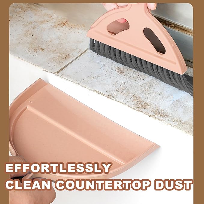 Mini Broom and Dustpan Set Small Broom with Dustpan Combo Set Portable Cleaning Tools for Home Office RV Learning Camping (Pink)