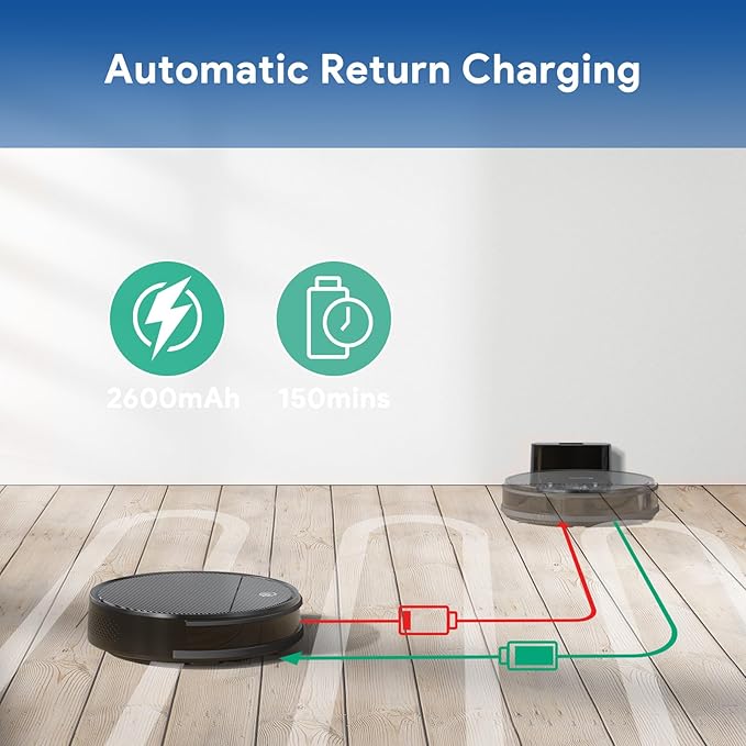 Bagotte Robot Vacuum and Mop, Robotic Vaccum 550ml Dustbin, 2.75'' Slim Robot Vacuum Cleaner, Zigzag Efficient Navigation, Automatic Robot Vacuum Cleaner for Pet Hair, Hard Floor, Carpet