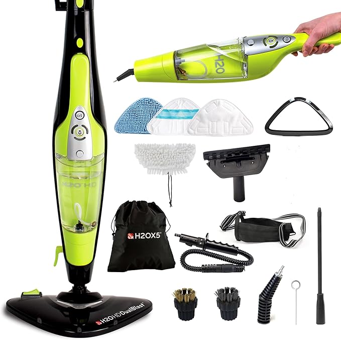 H2O HD 5-in-1 DUALBLAST Steam Mop and Handheld Steam Cleaner For Floor Cleaning, Hardwood Floors, Grout Cleaner, Upholstery Cleaner, Tiles and Carpets