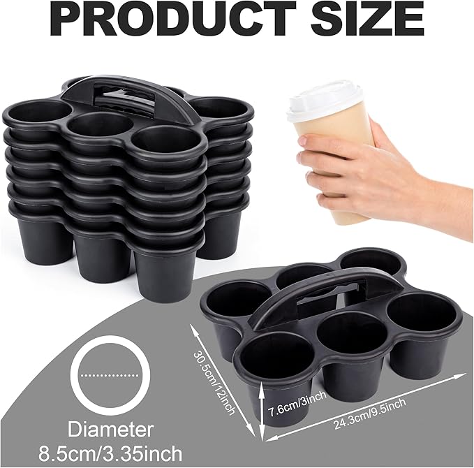 6 Pack Classroom Caddy For School,Kidsroom,Pencil Holder,Plastic Cup Caddies for Drink Delivery,Cleaning Caddy Organization For Shower Room（Black