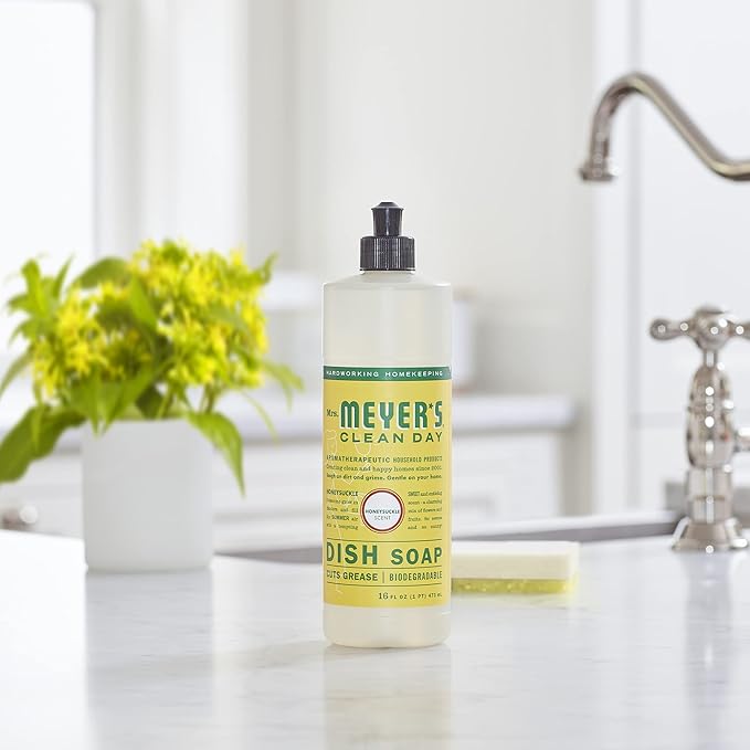 Mrs. MEYER'S CLEAN DAY Liquid Dish Soap, Honeysuckle, 16 fl. oz (Pack of 2)