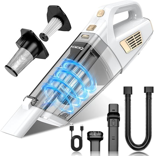 Handheld Vacuum Cordless, 15000PA Strong Suction Hand Held Car Vacuum Cleaner Portable with Multi-Nozzles & Washable Filter, Lightweight Dust Busters Rechargeable for Home, Car, Office, Pets