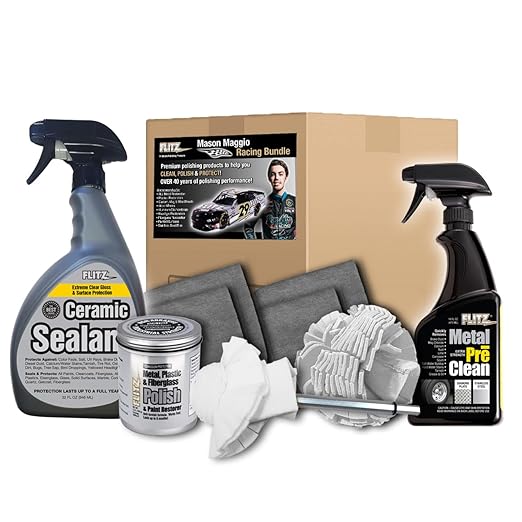 Flitz Mason Maggio Racing Bundle - USA-Made Car Cleaning Kit - Includes 1lb Polish, 32oz Sealant, 16oz Metal Pre-Clean, 2 Buff Balls, & 4 Microfiber Cloths - Professional Car Detailing Kit to Restore