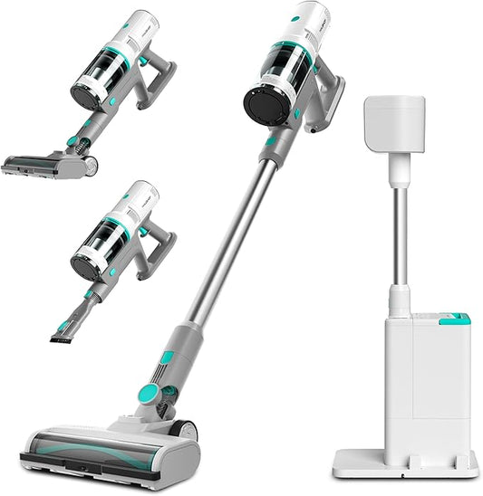 HAUSHOF Cordless Vacuum Cleaner with Auto Empty Station, 250W Motor, HEPA Filter, Anti-Tangle Brushroll, Stick Vacuum for Pet Hair, Hardwood Floors, Carpets