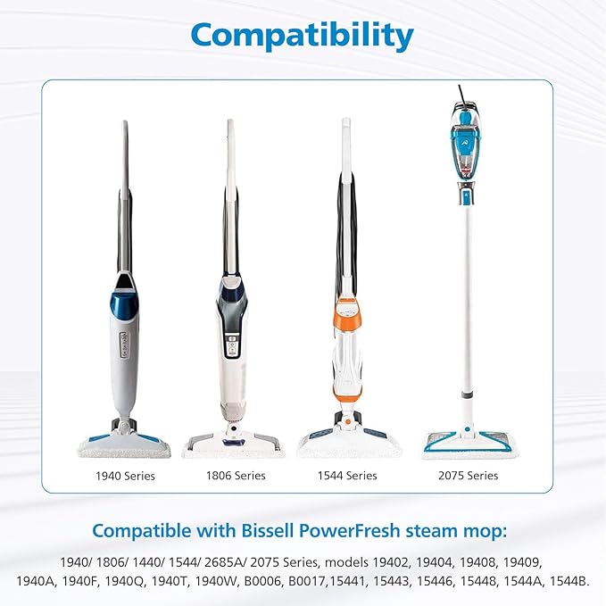 1940 for Bissell Steam Mop Pads for Bissell PowerFresh Steam Mop 1806 1544 1440 2075A 2685A 1940W 19404 Series, Model 19402 19408 1940a 1940f 1940q 1940t B0006 B0017, Part #5938#203-2633, 4 Pack