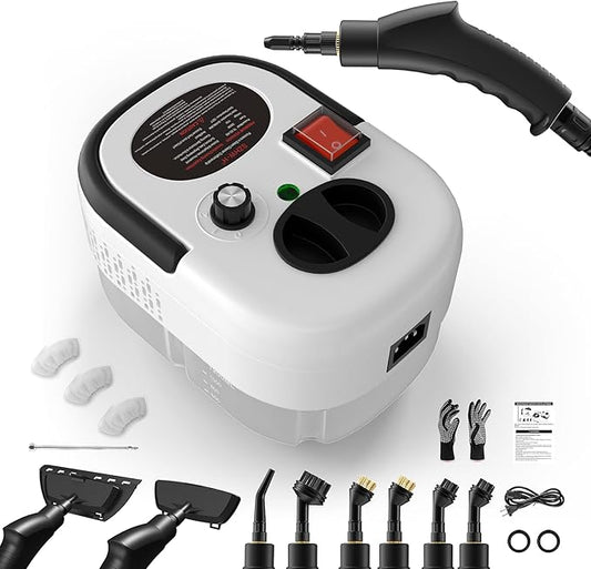 Steam Cleaner, Steamer for Cleaning, Multi-Purpose Handheld Steamer, 1.2L Water Tank, 15s Fast Heat Steam Cleaner Handheld, Portable Steamer for Car, Windows, Furniture, Kitchen, Bathroom-White