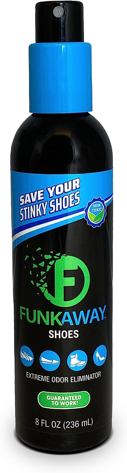 FunkAway Odor Eliminating Spray for Shoes, Skates, Work Boots & More, 8 oz., Extreme Odor Eliminator, Perfect for Stinky Stuff You Can't Put in the Wash