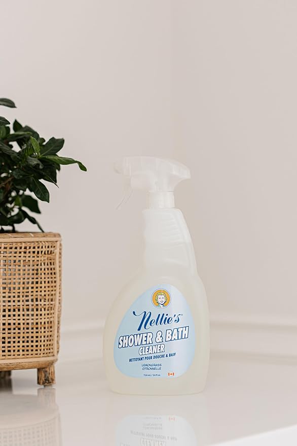 Nellie's All-Natural Shower and Bath Cleaner - Plant-Based Formula - Removes Soap Scum & Grime - Refreshing Lemongrass Scent - No Harsh Chemicals - Easy Daily or Deep Cleaning Solution