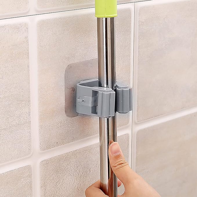 EVTSCAN 3pcs Mop and Broom Holder - Wall Mounted Broom Organizer Laundry Room Home Garden Garage Storage and Organization Rack(Gray)