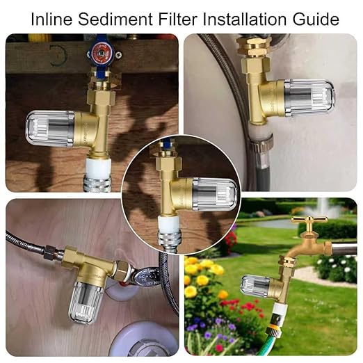 XZ02 Mini 50 Micron Reusable Washing Machine Water Filter, Compact Brass Washer Water Filter, for Washing Machine, Heater, Camping, Garden, Anti Scale Portable Sediment Filter