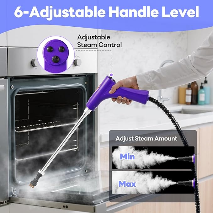 Handheld Steam Cleaner, 10s Fast Handheld Heating Steamer for Cleaning 15-in-1 High Pressure Steam Cleaner for Home & Kitchen, Grease, Grout, Tile,Floor,Couch and Car