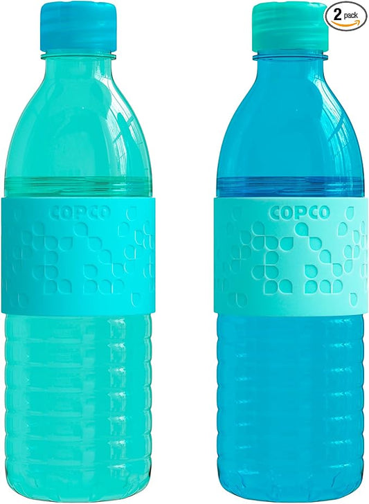 Copco Hydra 16.9oz Water Bottle, Set of 2 - Non-Slip Sleeve & BPA-Free Tritan Plastic - Dishwasher Safe, Reusable Plastic To Go Bottle - Leak-Proof, Spill-Proof, Portable Water Bottle (Aqua & Mint)