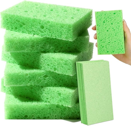 6 Pcs Kitchen Sponges for Dishes Cleaning, Non Scratch for Non Stick Cookware, Compressed Natural Cellulose Sponges, Dish Washing Scrubbers, Scrubbing Pads for Household, Bathroom (Green)