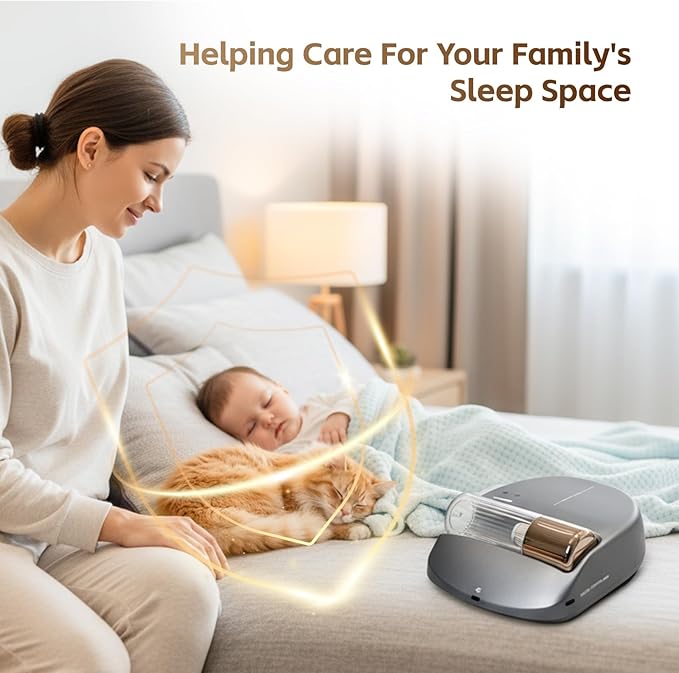 X1 Robot Bed Vacuum, Automatic Mattress Vacuum Cleaner with Intelligent Path Planning, UV-C Light, HEPA Filter, One-Click 100% Dust & Pet Hair Removal for Bed, Mattress, Sofa, Carpet