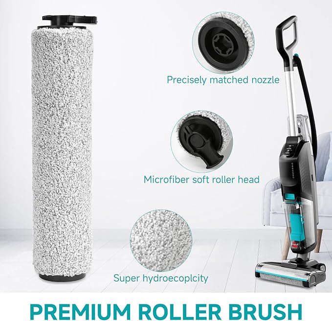 FFsign 3831 Roller Brush & Filter Replacement Compatible with Bissell Crosswave Hard Floor Expert 3831, HF2 3845N Vacuum, Floor Scrubber Wet Dry Vacuum Accessory Kit 2 Brush Rolls, 2 Filter Parts