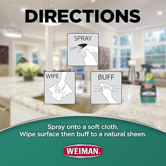 Weiman Disinfecting Granite Cleaner & Polish Value Pack - (1) 24 oz Spray Bottle, (1) 64 oz Refill