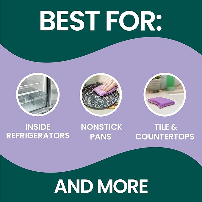 Scotch-Brite Dobie Stay Clean Scrubbers, Non-Scratch Dual-Sided Dish Sponges with Absorbent Cloth Side, Odor Resistant Scrubbing Pads for Dishes and Household Cleaning, 8-Pack