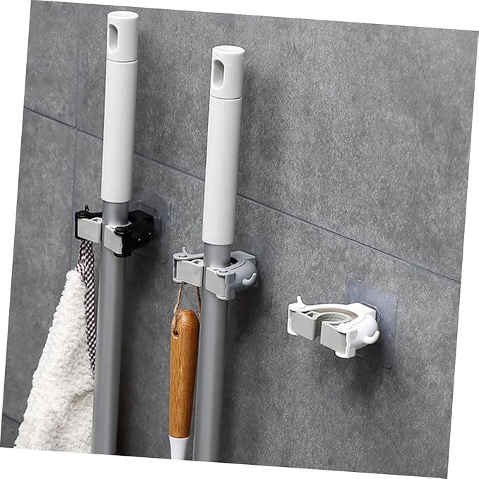 Garneck 6pcs Bathroom Wall Organizer Mop Holder Hook Broom Mop Organizer Bono Seamless Hook Home Kitchen