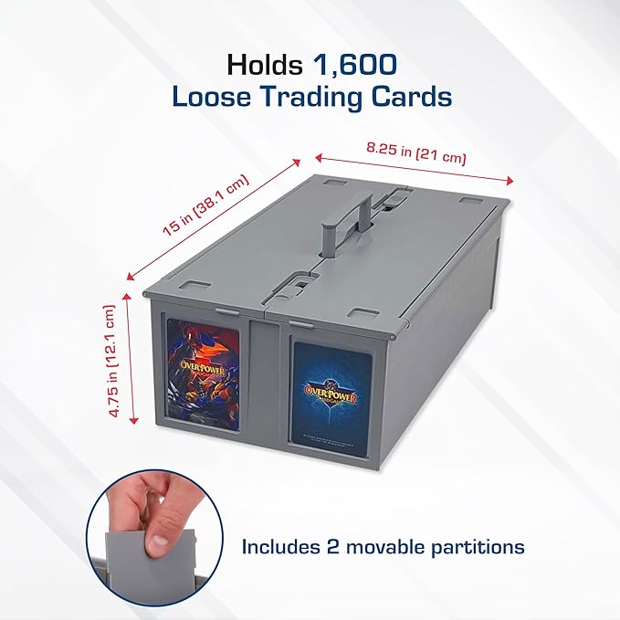 BCW Collectible Card Bin – (6-Pack, Gray) | Holds up to 1600 Cards | Plastic Storage Box for Pokémon, MTG & Sports Cards