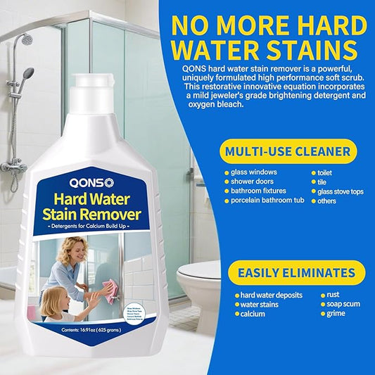 Hard Water Stain Remover, Shower Glass Door Cleaner Cream For Hard Water Stain,Bathroom Glass,Windows,Tile,Grout,Toilet Bowl,Calcium Build Up,Hard Water Cleaner 16.91 Oz (670 Grams)