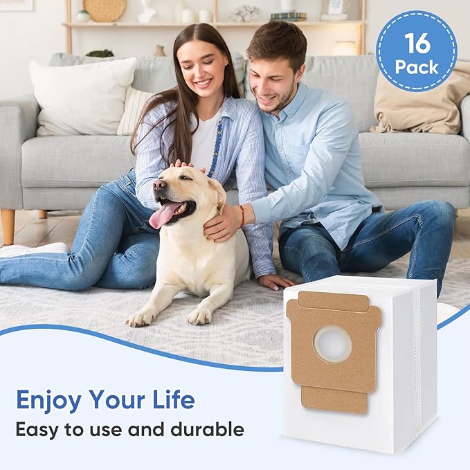 16 Pack Q0520 Dust Bags for iRobot Roomba Vacuum Q0520/105 Vac/104/105 Combo/Plus 405/Plus 505 Combo/Max 705 Vac Robot Vacuum Cleaner Disposable Replacement Bags Accessories