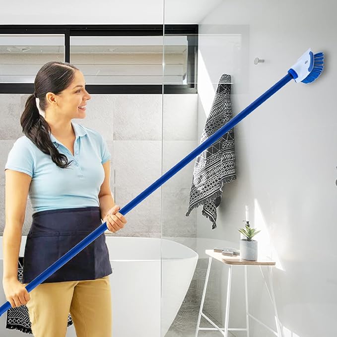 Superio Deck Scrub Brush with Long Handle 48 Inches, Heavy Duty Stiff Bristles Grout Scrubber with Scraper - Cleans Hot Tub, Swimming Pool, Granite Tiles, Bathroom, Patio, Kitchen, Wall and Deck, (2)