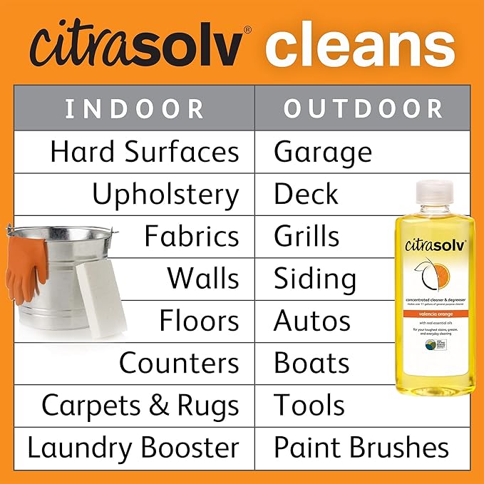 Citra Solv Concentrated Cleaner & Degreaser, Deodorizer, Home & Outdoor, Adhesive Remover, Natural Orange Oil 16 fl oz (12)