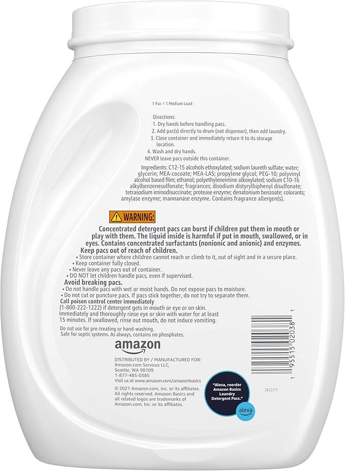 Amazon Basics Laundry Detergent Pods, Fresh Scent | 120 Pacs | 120 Medium Loads | Pack of 2