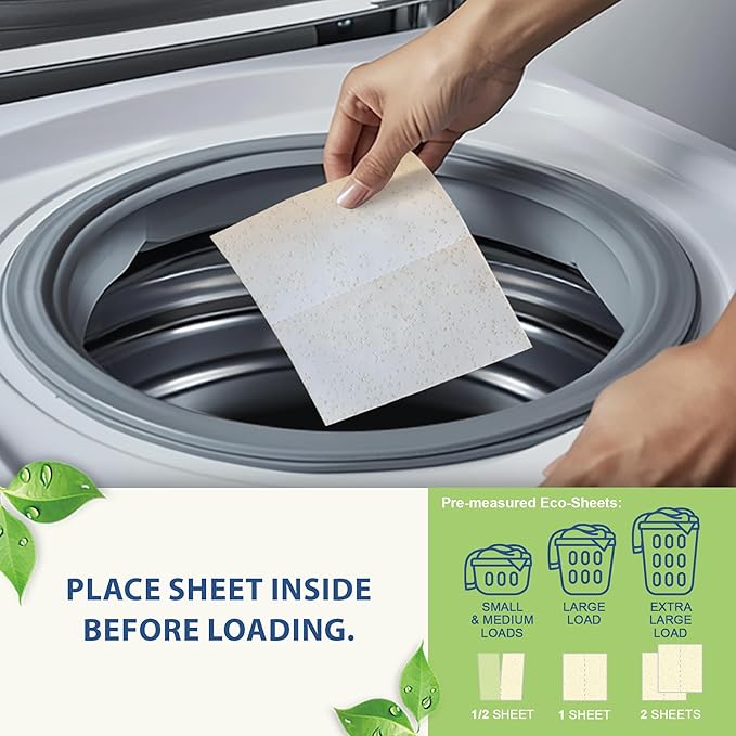 MorningRain Eco Laundry Detergent Sheets - Ingredients from Finland, Unscented, Bio-Enzyme Formula, Power Clean, 30 Sheets (Up to 60 Loads) - Non-Toxic, Preservative-Free, Skin Safe, Designed in USA