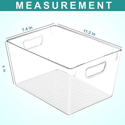 Utopia Kitchen Clear Organizer or Storage Bins - 6 Pack Pantry Organizers and Storage Bins - Large Durable Storage Containers With Handles for Organizing Fridge, Kitchen Organization