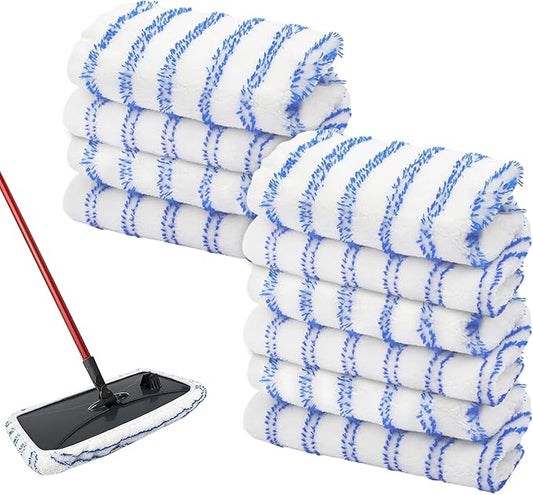 10 Pack Microfiber Mop Pads Covers Replacement Compatible with Oceda,Terry Cloth Mop Refills 15x8 Inch Pads for Wet Dry Hardwood Floor Cleaning, Washable & Reusable Mopping Pads