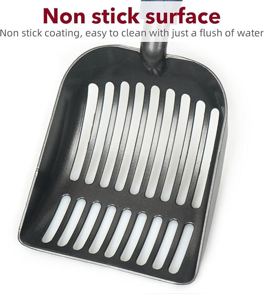 Metal Cat Litter Scoop - Non Stick Aluminum Alloy Aluminum cat Litter Scooper, Solid and Durable Oversized Metal Litter Scoops, Solid Metal, Fecal screening, Solid Handlel Aqua