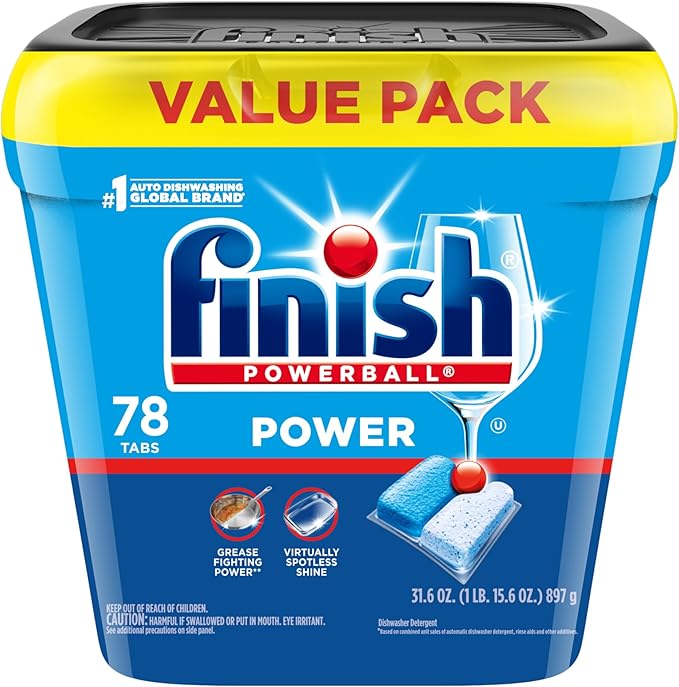Finish Power Dishwasher Pods, No Pre-Rinse Dishwasher Detergent Soap For Deep Clean & Shine with Degreasing Power, 78 Count