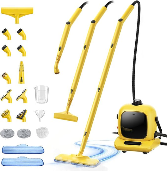 All-in-1 Steam Cleaner with 25 PSI High-Pressure Boiler, 21-Piece Accessory Kit, Portable Handheld & Floor Steamer for Tiles, Grout, Furniture and Car, Chemical-Free Deep Cleaning,3 Colors Selection