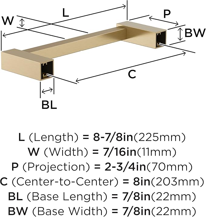 Amerock Monument Golden Champagne 8 inch (203mm) Towel Bar, BH36085BBZ