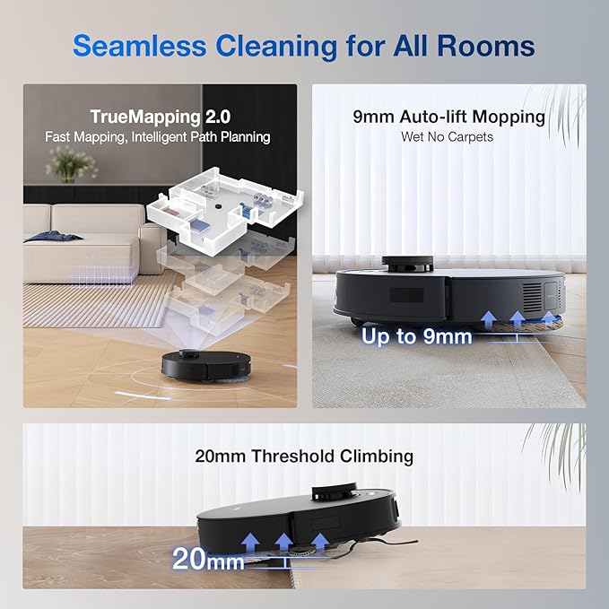 ECOVACS DEEBOT T30S AI Care Robot Vacuum and Mop, 11000Pa, TruEdge Adaptive Edge Mopping, ZeroTangle, AI Instant Re-mop, Hot Water Mop Washing, Self-Emptying & Refilling, Obstacle Avoidance