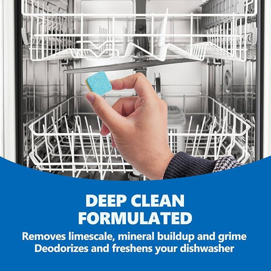 Dishwasher Cleaner And Deodorizer Tablets 24 Pack,Deep Cleaning Descaler Pods for Dish Washer,Lemon Scented Dish Washer Machine Tablets for Limescale,Mineral Buildup, Odor,Septic Safe- 1 Year Supply
