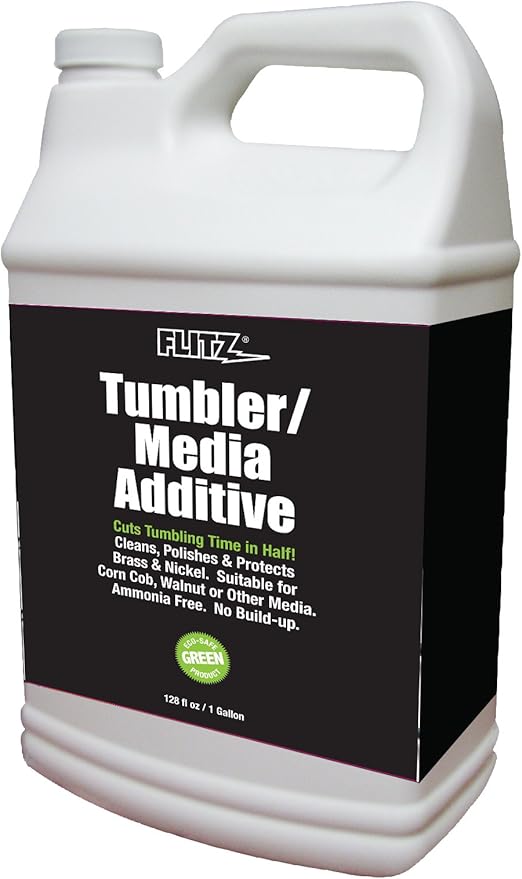 Flitz Tumbler Media Additive - 7.6oz Bottle of USA-Made Brass Cleaner Reloading Liquid for Ammo, Copper, & All Metals - Ammonia-Free Tumbling Polish to Remove Oxidation, Powder Residue (1 Pack)