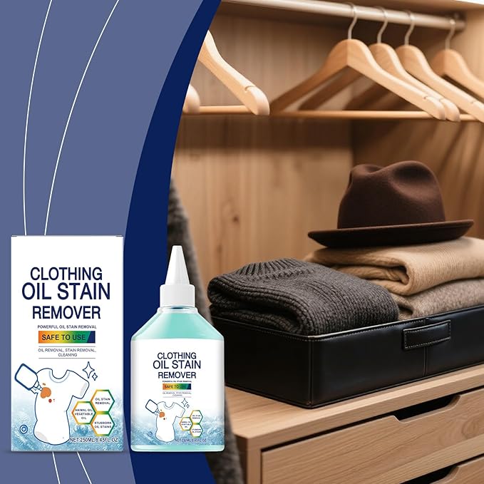 Instant Oil Stain Remover for Clothes, Quick and Easy Grease Removal, Fabric Stain Remover For Cooking, Engine, Dried Oil And Grease Stains, Safe for All Fabric Types