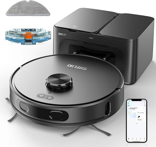 Robot Vacuum and Mop Combo, Robotic Vacuums Cleaner with LiDAR Navigation, Smart Mapping, Strong Suction, with WiFi/App/Alexa/Voice Control, Obstacle Avoidance, for Home, Wood/Hard Floors, Pet Hair