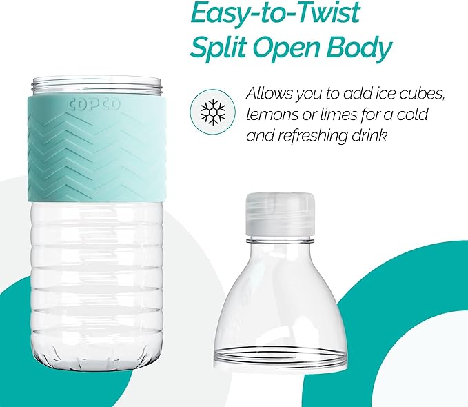 Copco Hydra 16.9 oz Water Bottle with Leak-Proof Lid - Tritan Reusable with Textured Grip Sleeve - BPA-Free, Shatter-Resistant, Dishwasher Safe for Travel, Gym, Work, Outdoors (Robins Egg Blue)