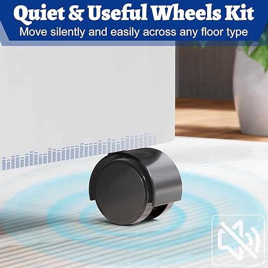 Dehumidifier Wheel Kit Compatible with Midea Cube Dehumidifier, Easy-Move Wheel Casters for Basement Dehumidifiers Mobilization, Replacement Wheel Accessories, 4 Pcs, Black