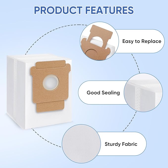 16 Pack Q0520 Dust Bags for iRobot Roomba Vacuum Q0520/105 Vac/104/105 Combo/Plus 405/Plus 505 Combo/Max 705 Vac Robot Vacuum Cleaner Disposable Replacement Bags Accessories