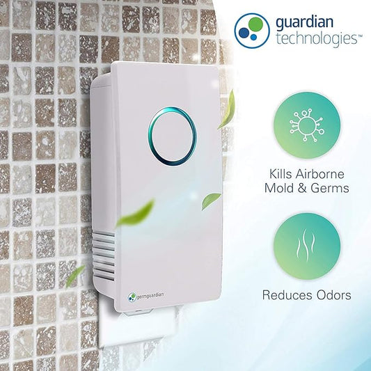 Germ Guardian GG1100W 7” Pluggable Small Air Purifier, Small Room Wall Air Sanitizer, Freshens Air, UV-C Light Kills Germs, Reduces Odors from Pets, Cooking, Mold, GermGuardian, 1-Yr Wty (White)