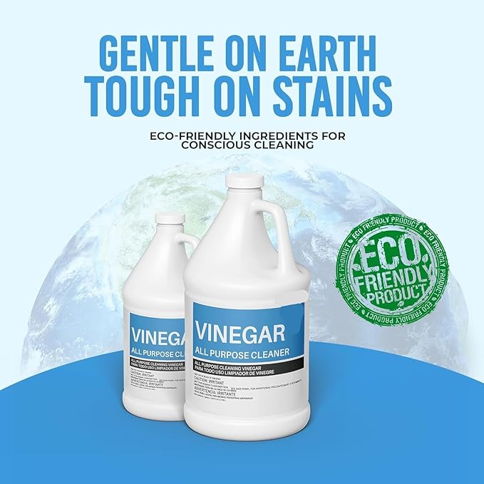 All Purpose Distilled White Cleaning Vinegar, 6% Acidity, 4 Gallon Multi-Surface Household Cleaner for Kitchen, Laundry, Floors, (1 Gallon Per Jug)