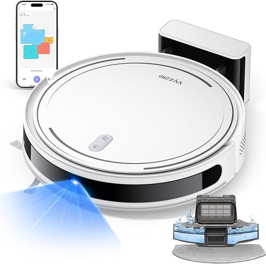 Robot Vacuum and Mop Combo, Smart Navigation Robotic Vacuum Cleaner with 5000Pa Suction, Ultra Slim Vacuum Robot, 150Mins Max, App/Alexa Control for Pet Hair, Hard Floor, Carpet, Customized Cleaning