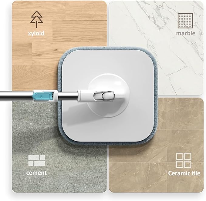 Mop and Bucket Set with Wringer, 360º Spin Mop and Bucket, 2 Microfiber Refills, Height Adjustable Handle, Kitchen Wet and Dry Use, Floor Cleaning System