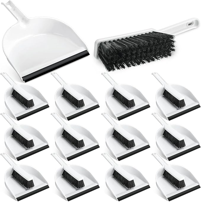 Zubebe 12 Pcs Mini Dustpan and Brush Set, Small Broom and Dustpan Set Small Cleaning Brush Portable Hand Broom Set for Home Office Kitchen Table Desktop Floor Cleaning Supplies
