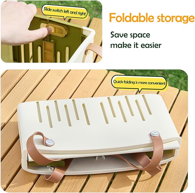 Portable Shower Caddy Basket Plastic Collapsible Cleaning Organizer Storage Tote with Handle Removable Divider for College, Dorm Room, Camp, Gym, Dorm, Bathroom (White)